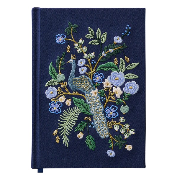 Journal embroidered · Peacock