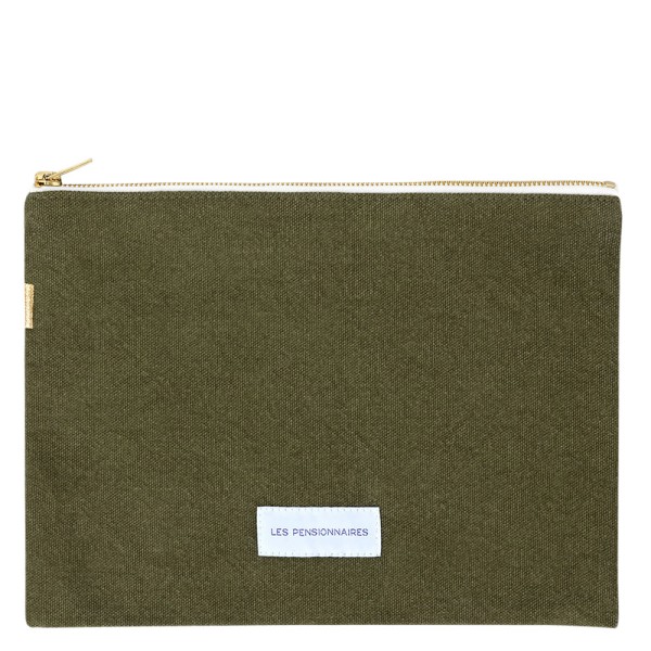 Pouch flach extra large bio-Baumwoll-Canvas · vert câpre