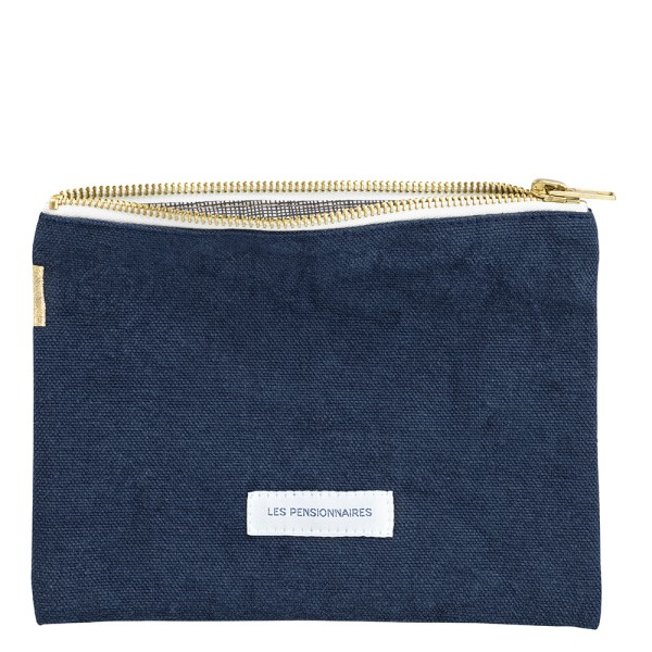 Pouch flach small bio-Baumwoll-Canvas · bleu orage